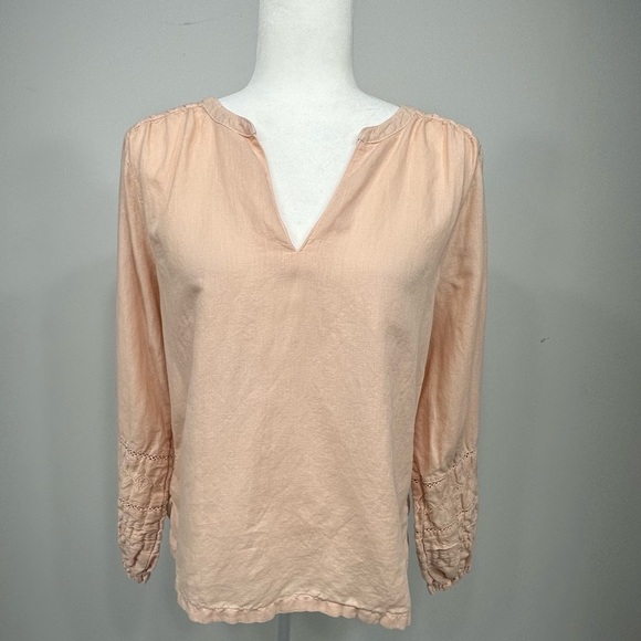Rachel Zoe linen blend light pink balloon sleeve blouse size M - Picture 1 of 9
